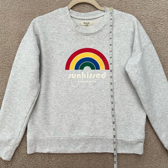 Madewell Sunkissed Beach Club Rainbow Lightweight Spring Sweatshirt - Light Grey - Picture 12 of 15